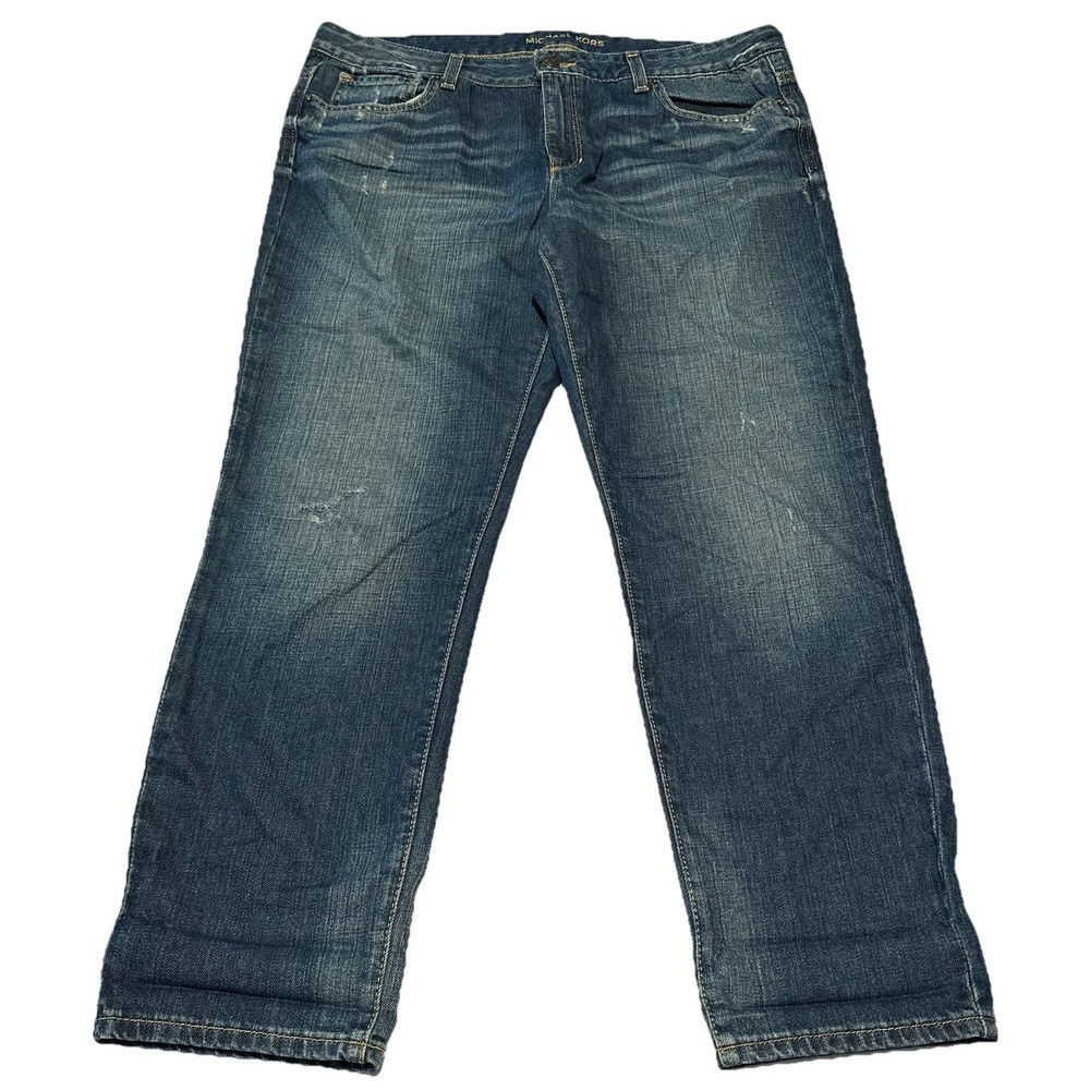 Michael Kors Women Distressed Boyfriend Blue‎ Jeans 12 Length 27"